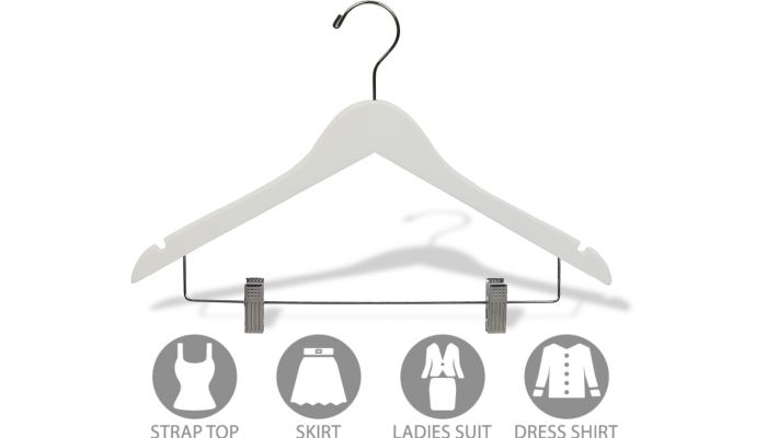 White Wooden Top Hangers - 17 (100pcs)