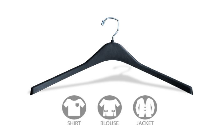 17 White Plastic Heavy-Weight Shirt Hanger with Chrome Hook and