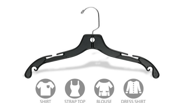 Save on Black Plastic Heavy-Duty Coat Jacket Hanger With Chrome