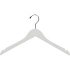 17" White Wood Slim Line Top Hanger W/ Notches