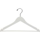 17" White Wood Suit Hanger W/ Suit Bar & Notches