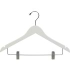 17" White Wood Combo Hanger W/ Clips & Notches