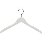 17" White Wood Top Hanger W/ Notches & Rubber Strips