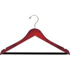 17" Cherry Wood Suit Hanger W/ Flocked Bar & Notches