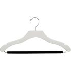 17" White Wood Suit Hanger W/ Flocked Bar & Notches
