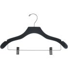 17" Black Wood Combo Hanger W/ Clips & Notches