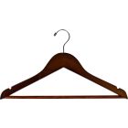 15.5" Walnut Wood Suit Hanger W/ Suit Bar & Notches
