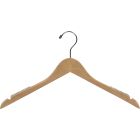 17" Natural Wood Top Hanger W/ Notches & Rubber Strips