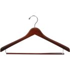 17" Walnut Wood Suit Hanger W/ Locking Bar