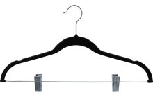 17" Black Rubber Coated Plastic Combo Hanger W/ Clips & Notches