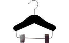 6" Mini Black Flocked Wood Combo Hanger W/ Clips