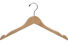 17" Natural Wood Top Hanger W/ Countersunk Hook & Rubber Strips