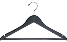 17" Black Wood Suit Hanger W/ Suit Bar & Notches