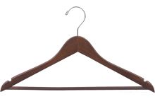 17" Rubber Coated Walnut Wood Suit Hanger W/ Suit Bar & Notches