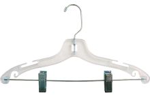 12" Clear Plastic Combo Hanger W/ Clips & Notches