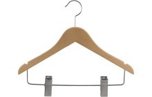 14" Natural Wood Combo Hanger W/ Clips & Notches