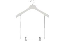 18" White Wood Display Hanger W/ 12" Deluxe Clips