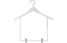 17" White Wood Display Hanger W/ 10" Deluxe Clips