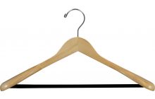 Natural Wide Shoulder Suit Hanger W/ Flocked Bar (17.5 x 2)