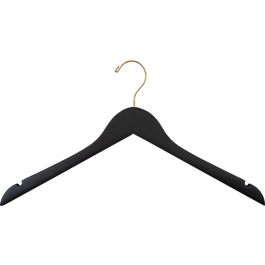 1pcs Black Wooden Suit Hangers with Precisely Cut Notches &